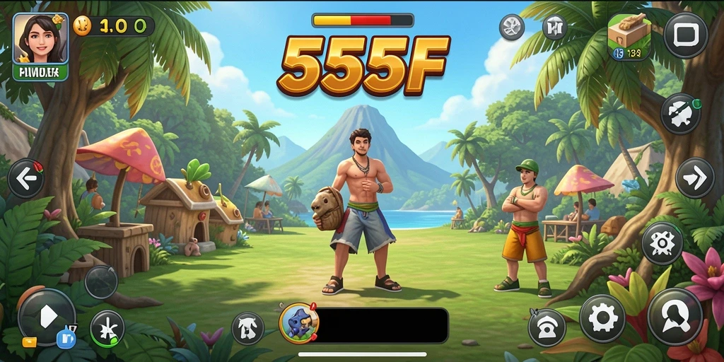Tampilan menarik dari gameplay 555F yang santai dan menyenangkan.