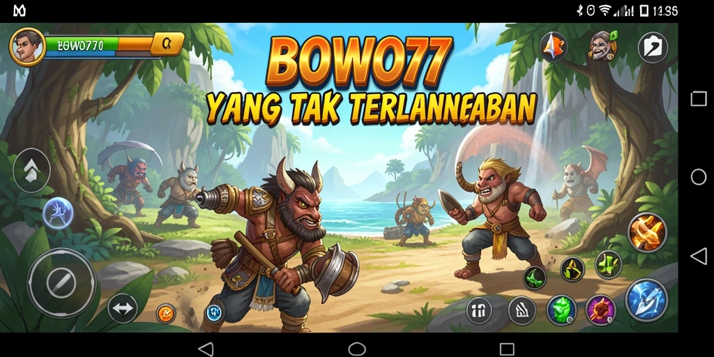 Screenshot gameplay BOWO77 menunjukkan aksi petualangan yang seru.