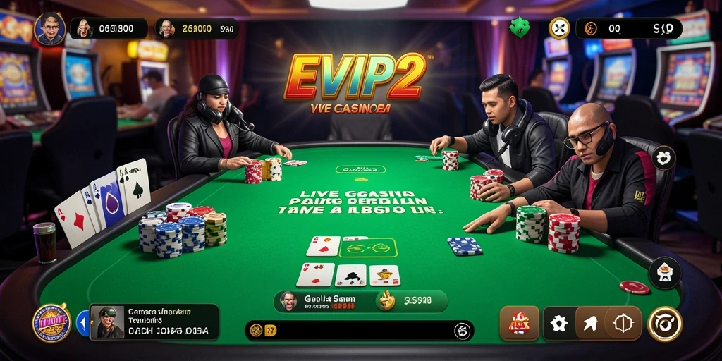 Tampilan live dealer yang menarik di EVIP2 saat gameplay.