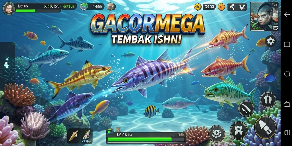 Tampilan seru gameplay GACORMEGA dengan aksi menembak ikan.
