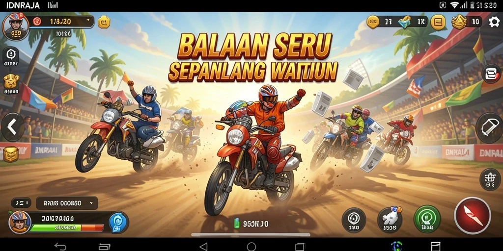 Tampilan gameplay balapan seru di IDNRAJA.