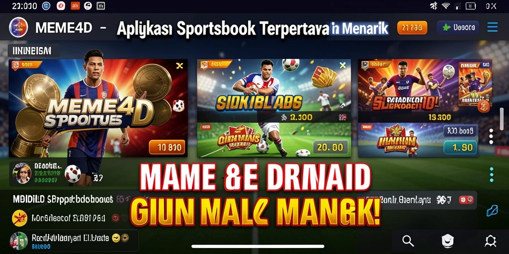 Tampilan menarik dari interface MEME4D saat pengguna memilih taruhan olahraga.