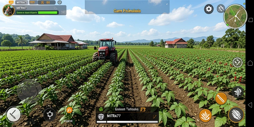 Tampilan gameplay menarik dari MITRA77 dengan suasana pertanian yang menyenangkan.