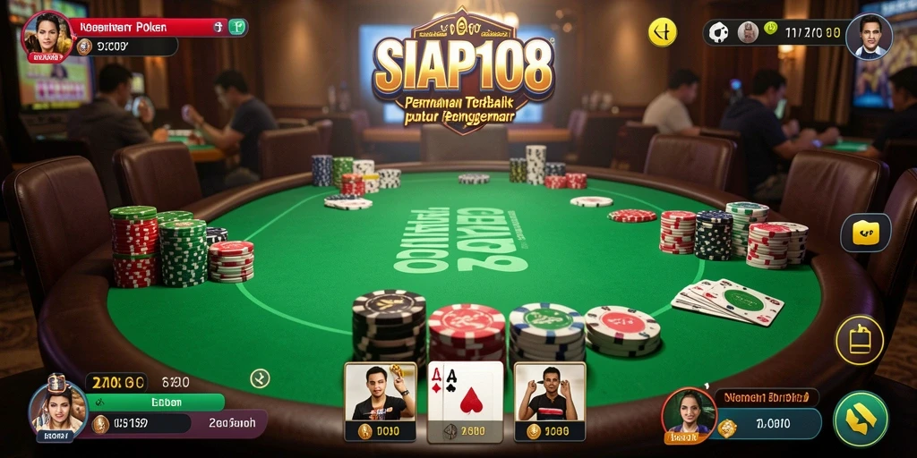 Screenshot gameplay SIAP108 menampilkan keseruan permainan Poker yang mendebarkan.