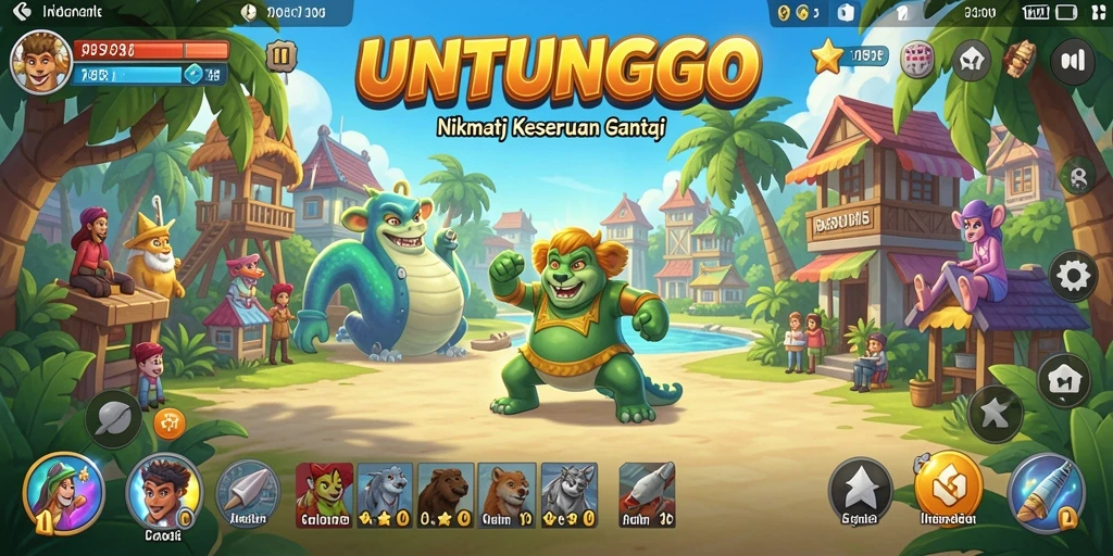 Tampilan gameplay yang seru di UNTUNGGO dengan berbagai mini game.