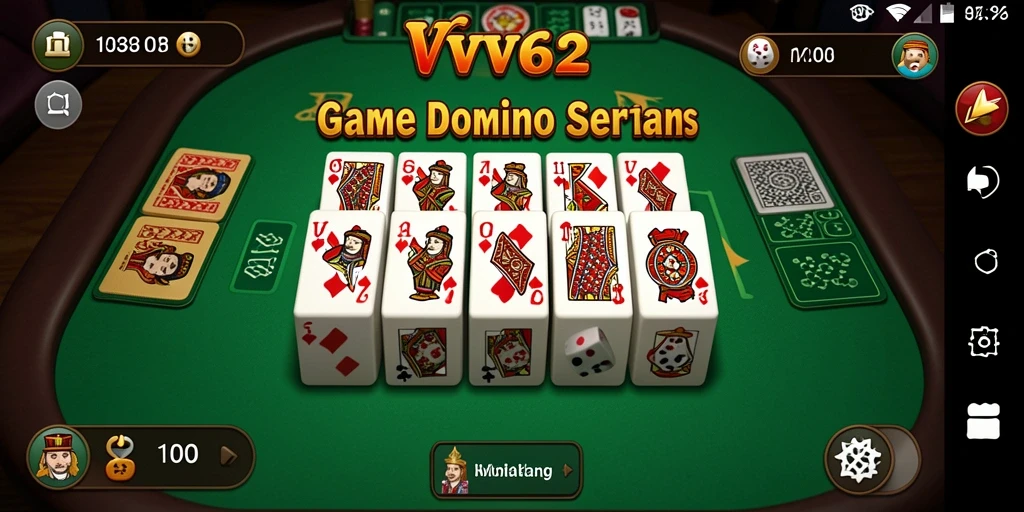 Tampilan gameplay VV62 dengan kompetisi Domino penuh energi.